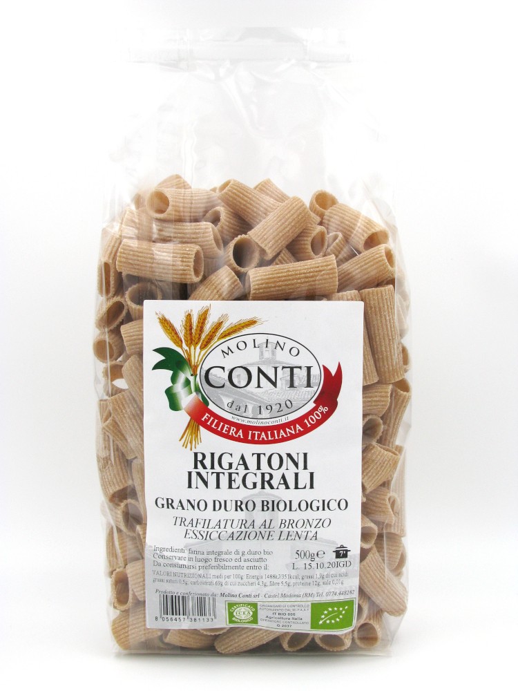 Organic wholemeal durum wheat Rigatoni